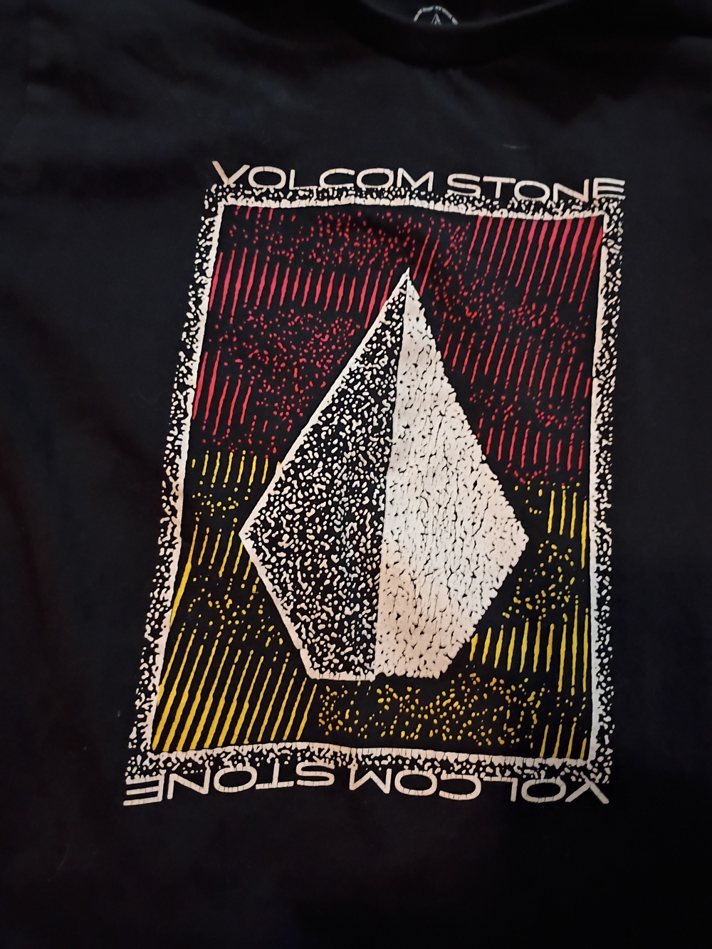 Volcom Black Tee with White, Red and Yellow Graphic